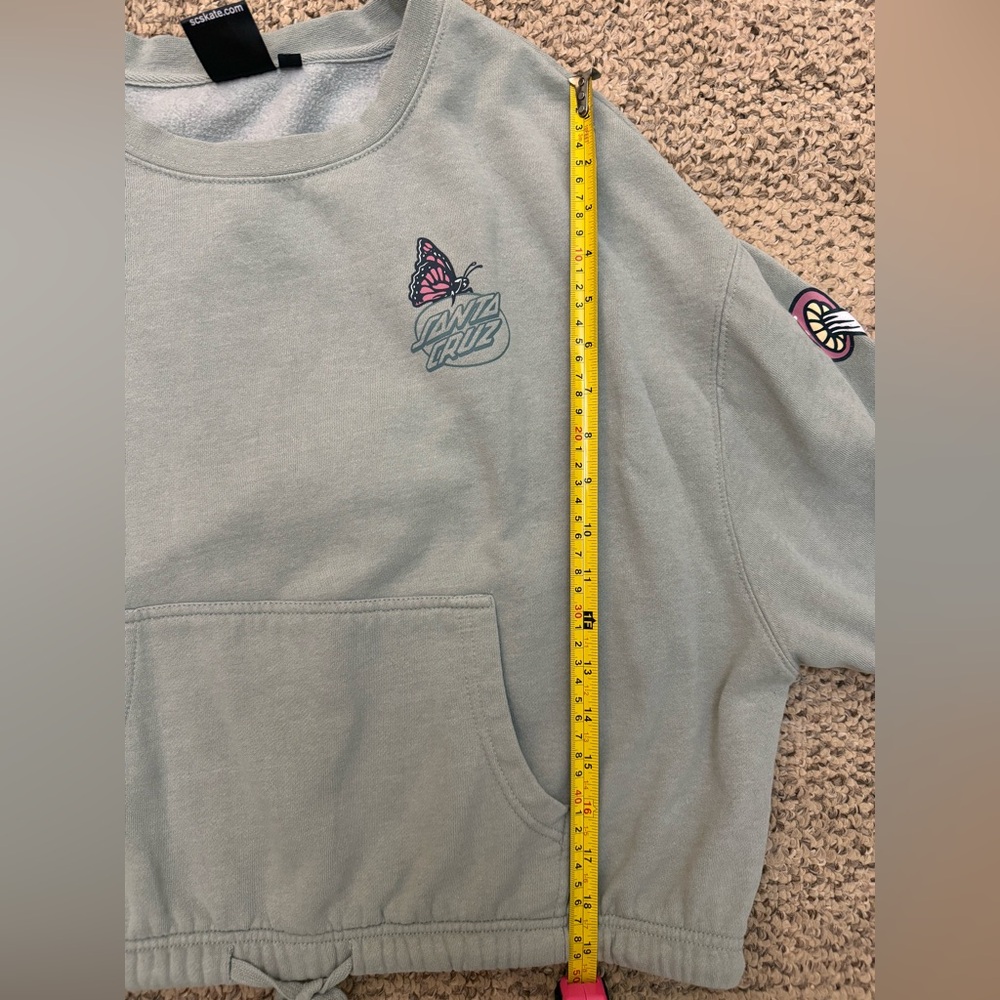 Green Santa Cruz Skateboards Mushroom Graphic Women's Cropped Sweater - Picture 11 of 13